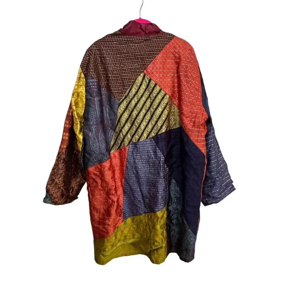 Vintage Sacred Threads Patchwork Kimono Jacket Du… - image 4